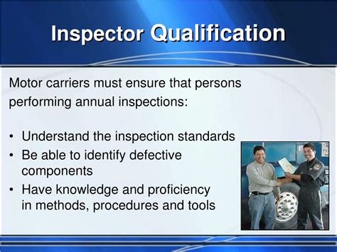 Inspection Qualifications .
